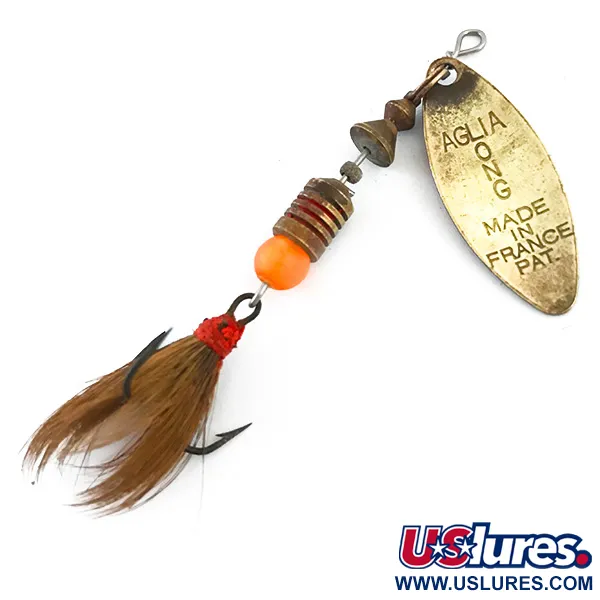Mepps Aglia Long 1 Dressed Cucchiaino, Ottone/Rosso, 4.5g, Scoiattolo, #5377