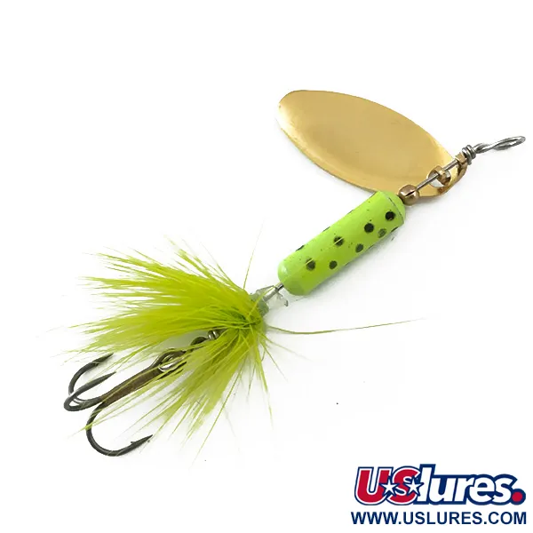 Spinner Silverlake, Oro / Verde Fluorescente, 3,7g, Amo Piumato, #5557