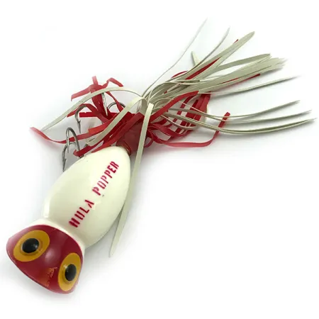 Fred Arbogast Hula Popper Esca Topwater, Rosso / Bianco, 14g, #5859