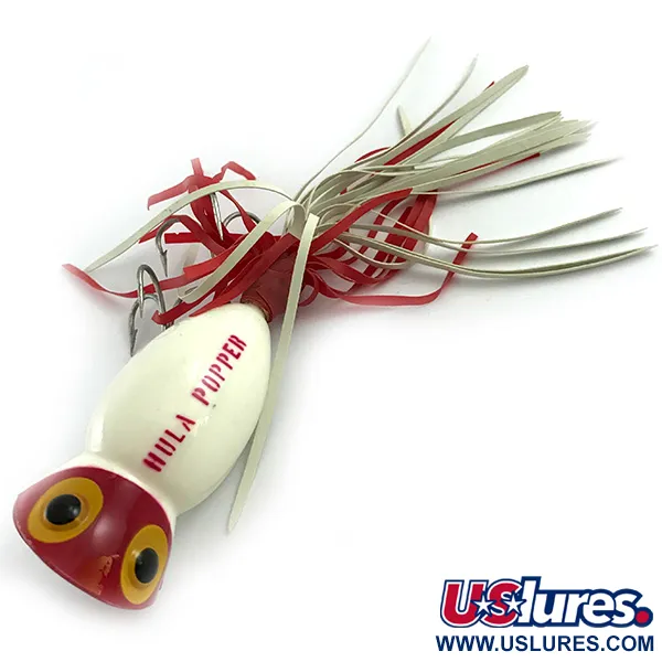 Fred Arbogast Hula Popper Esca Topwater, Rosso / Bianco, 14g, #5859