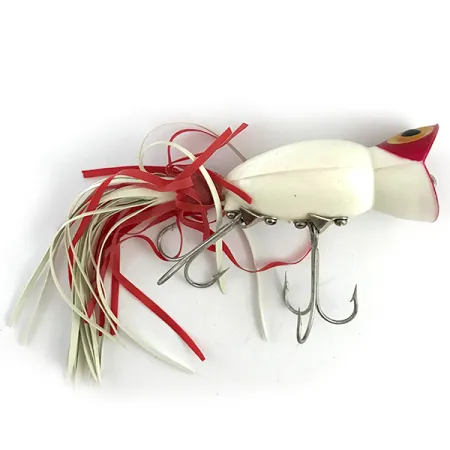 Fred Arbogast Hula Popper Esca Topwater, Rosso / Bianco, 14g, #5859