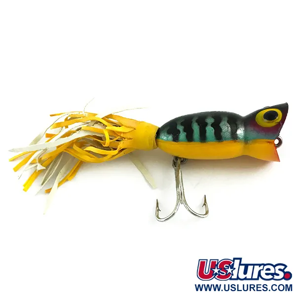 Fred Arbogast Hula Popper, Fire Tiger, 3g, Gonna in gomma, #5867