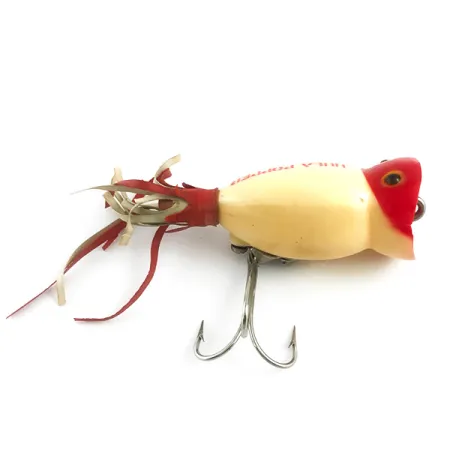 Fred Arbogast Hula Popper Esca Topwater, Rosso / Bianco, 8g, #5878
