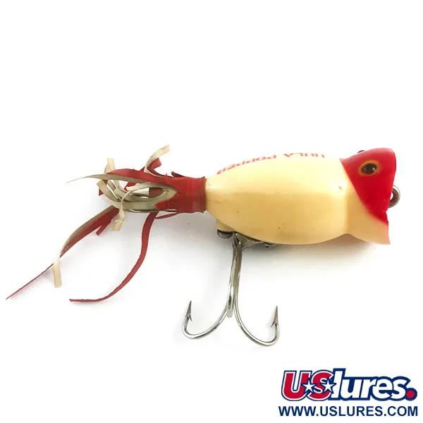 Fred Arbogast Hula Popper Esca Topwater, Rosso / Bianco, 8g, #5878