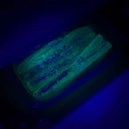 Johnson Crappie Buster Shad Tubes UV esca siliconica, Blue/Green/Glitter, #6021