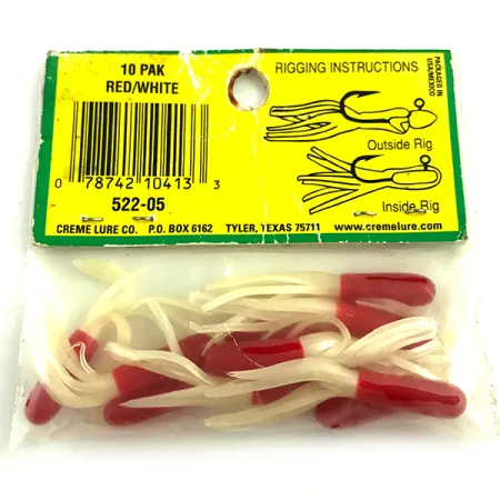 Creme Mini Tail esca siliconica, Rosso/Bianco, 4cm, Split-Tail, #6049