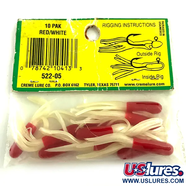 Creme Mini Tail esca siliconica, Rosso/Bianco, 4cm, Split-Tail, #6049