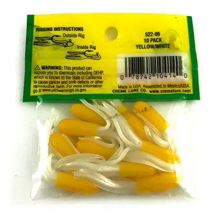 Creme Mini Tail Esca Siliconica, Giallo / Bianco, 4,5cm, Jigging, #6050