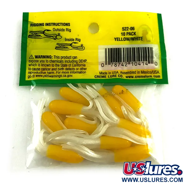 Creme Mini Tail Esca Siliconica, Giallo / Bianco, 4,5cm, Jigging, #6050