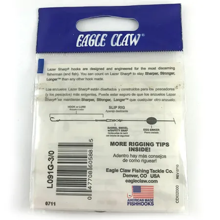 Eagle Claw #3/0 Jig Hooks, Nero, Misura 3/0, Gambo Offset, #6160