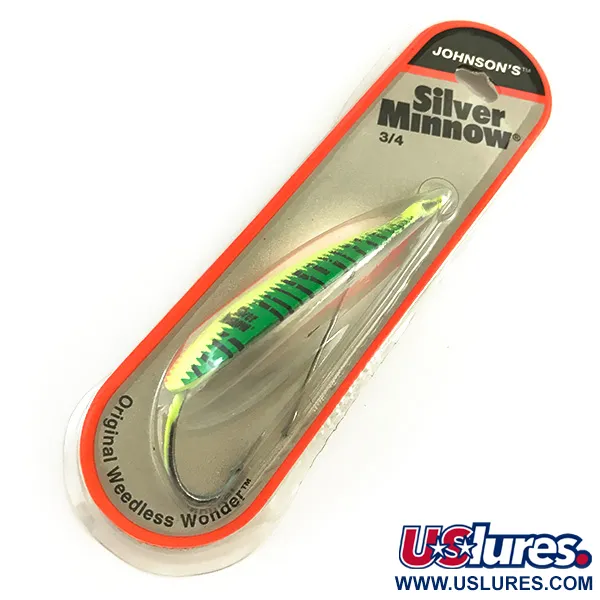 Johnson Silver Minnow Ondulante Antialga, Arancio/Verde, 21g, UV, #6192