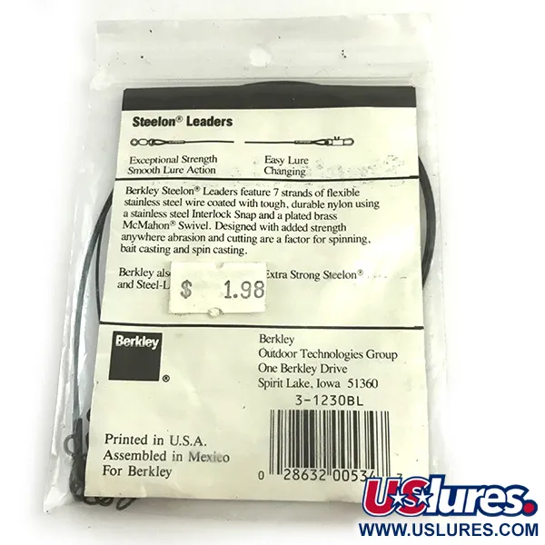 Berkley Steelon Leaders Terminali, Nero, 13.6kg, 30cm, #6198