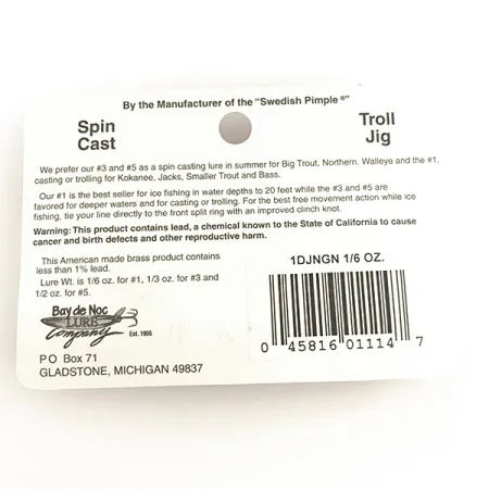 Bay de Noc Do-Jigger Ondulante, Nichel / Verde, 5g, Anello Spaccato, #6422