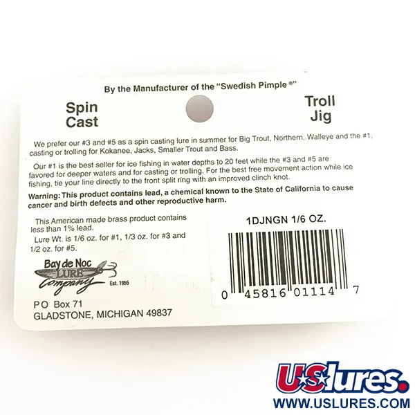 Bay de Noc Do-Jigger Ondulante, Nichel / Verde, 5g, Anello Spaccato, #6422