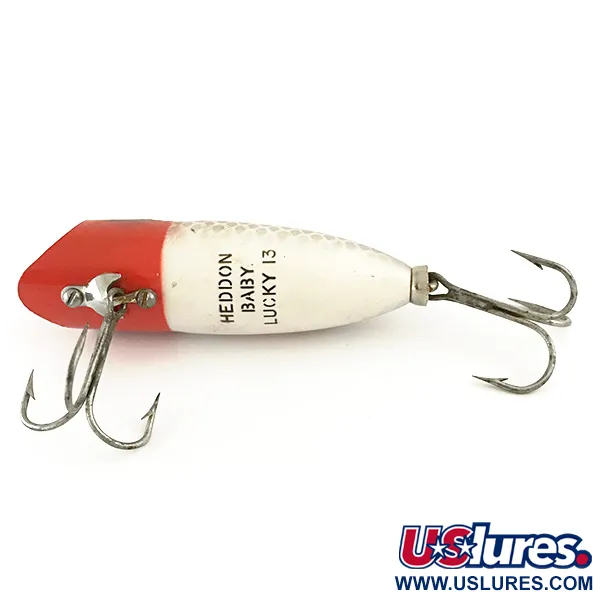 Heddon Baby Lucky 13 Esca Topwater, Rosso/Bianco/Argento, 9g, #6550