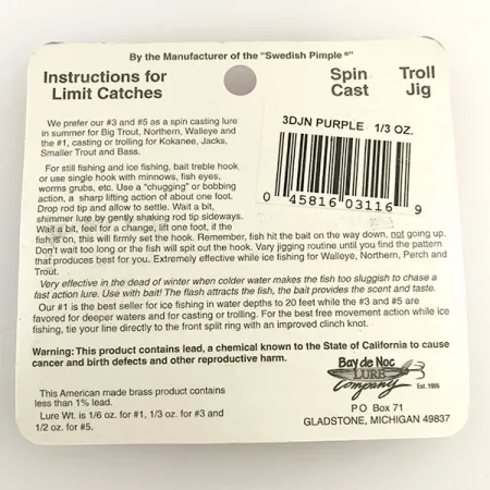 Bay de Noc Do-Jigger Ondulante, Nichel / Viola, 9g, Pinnette, #6573