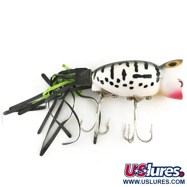 Fred Arbogast Hula Popper, White Tiger / Rosso, 10g, Gonna Hula, #6617