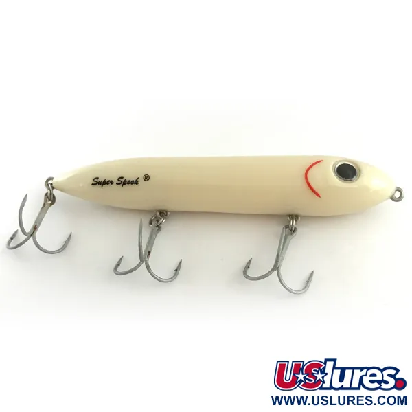 Heddon Super Spook Esca Topwater, Bianco, 25g, 3 Ancorette, #6618