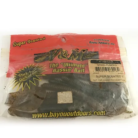 Bayou Outdoors V&M Esca Siliconica, Green Pumpkin, 10cm, Anellata, #6669