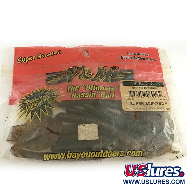 Bayou Outdoors V&M Esca Siliconica, Green Pumpkin, 10cm, Anellata, #6669