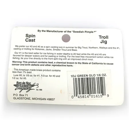 Bay de Noc Do-Jigger 1 Ondulante, White/Green Glow, 5g, Phospho, #6736