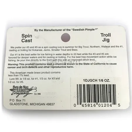 Bay de Noc Do-Jigger 1 Ondulante, Oro/Verde, 5g, placcato, #1DJGCH