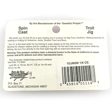 Bay de Noc Do-Jigger 1 Ondulante, Nichel/Verde/Rosso/Giallo, 4,7g, #1DJNGN