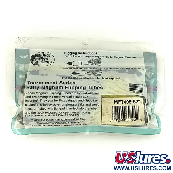 Bass Pro Shops Salty Magnum Tubes esca siliconica, Green Pumpkin, #6833