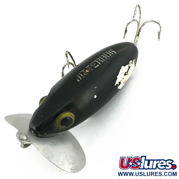 Fred Arbogast Jitterbug Esca Topwater, Nero, 14g, Paletta Metallo, #6857
