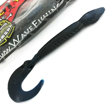 Wave Worms esche siliconiche, Nero / Glitter Blu, 13 cm, coda a falce, #6959