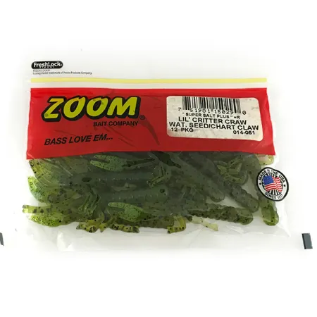 Zoom Lil Critter Craw Esca Siliconica, Wat Seed / Chartreuse, 8cm, #7091