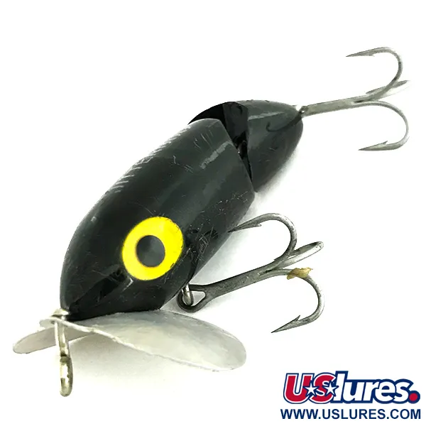 Fred Arbogast Jitterbug Jointed Esca Topwater, Nero, 10g, Snodato, #7270
