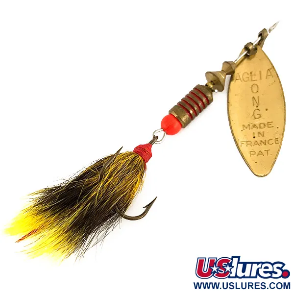 Mepps Aglia Long 2 Dressed Cucchiaino, Ottone, 7.3g, Scoiattolo, #7531