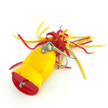 Fred Arbogast Hula Popper Popper, Giallo, 8g, Gonna in Gomma, #7810