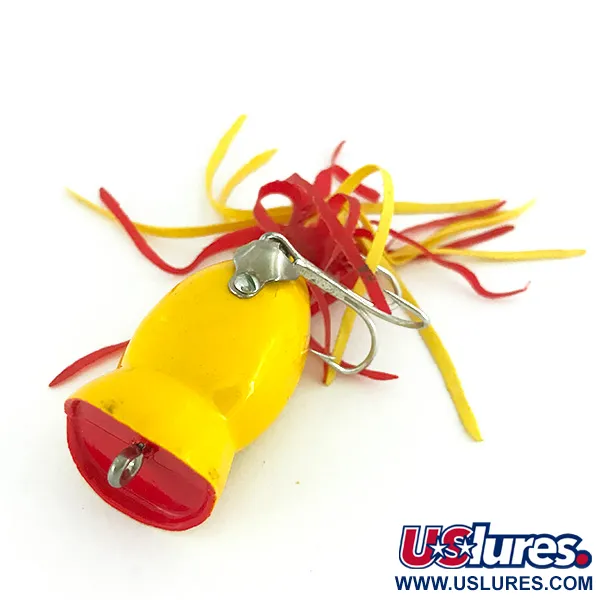 Fred Arbogast Hula Popper Popper, Giallo, 8g, Gonna in Gomma, #7810