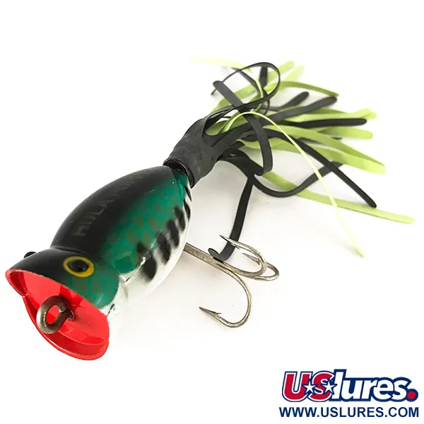 Fred Arbogast Hula Popper Esca Superficie, Green Tiger, 8g, #7820
