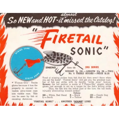 Heddon FIRETAIL SONIC #395 Esca, WHITE COACHDOG, 10g, #7840