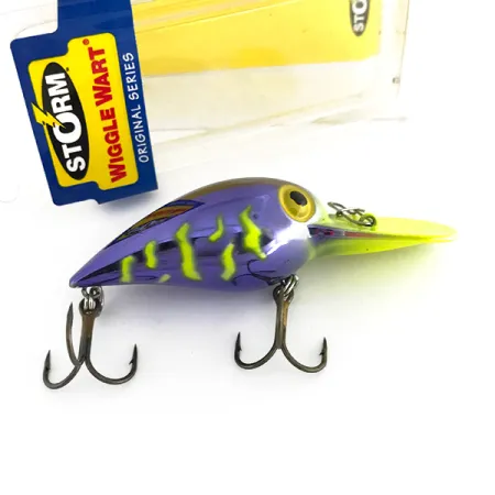 Storm Wiggle Wart Crankbait, Viola / Giallo Fluo, 11g, Rattling, #7944