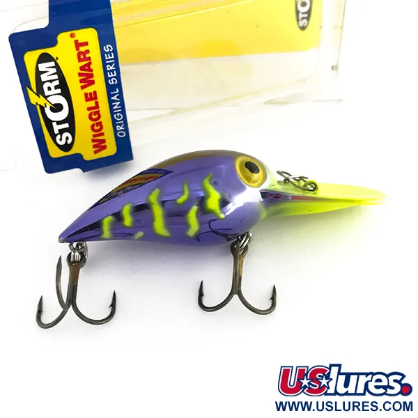 Storm Wiggle Wart Crankbait, Viola / Giallo Fluo, 11g, Rattling, #7944
