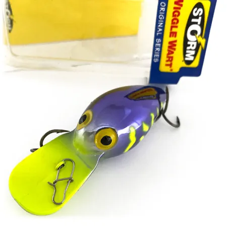 Storm Wiggle Wart Crankbait, Viola / Giallo Fluo, 11g, Rattling, #7944