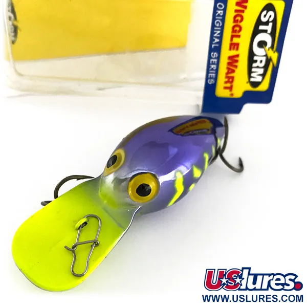 Storm Wiggle Wart Crankbait, Viola / Giallo Fluo, 11g, Rattling, #7944