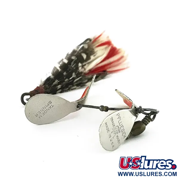 Pflueger Tandem Spinner Cucchiaino, Nichel / Rosso, 7g, Doppia Pala, #8447