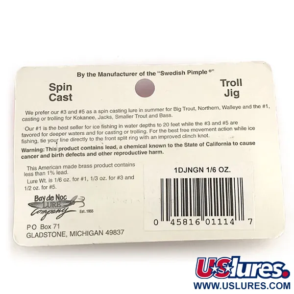 Bay de Noc Do-Jigger Ondulante, Nichel / Verde, 5g, Ottone, #8779