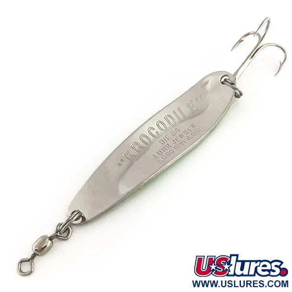 Luhr Jensen Krocodile Die #4 Glow Ondulante, Bianco/Verde/Nikl, 14g, #9136