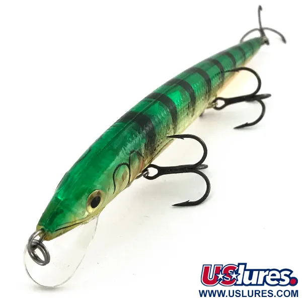 Rapala Husky Jerk HJ 14 Jerkbait, Green Tiger, 18g, Rattle, #9202