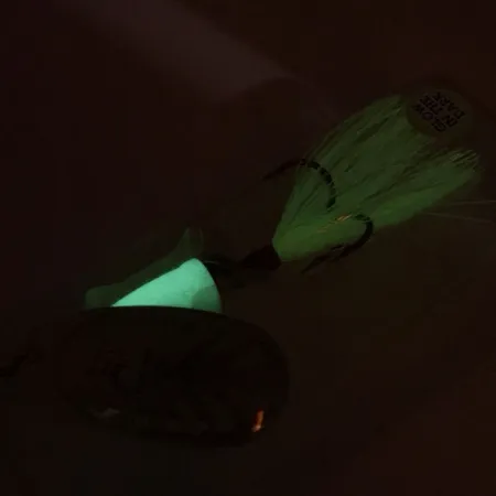 Blue Fox Super Vibrax 5 Glow Cucchiaino, Nichel/Chartreuse, 13g, #9295