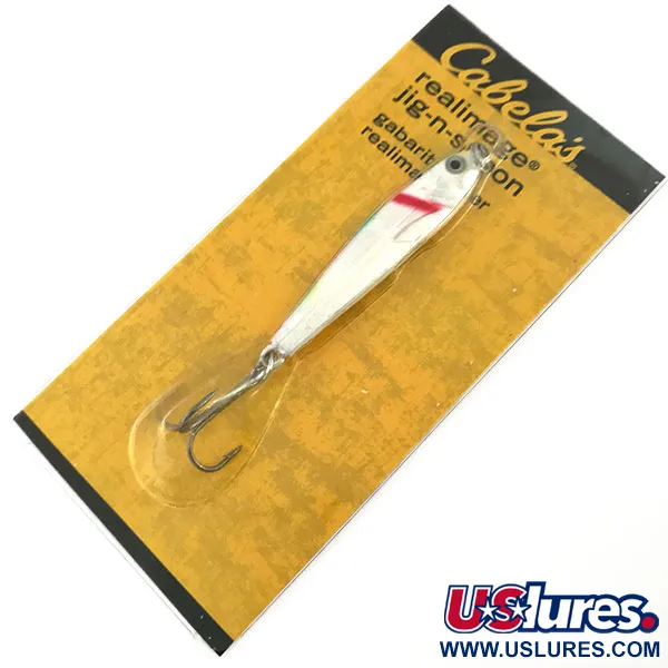 Cabela's Real Image Jig-N-Spoon Jig, Bianco Perla, 14g, Occhi 3D, #9310