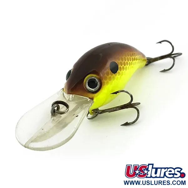 Strike King Pro Model 3XD Crankbait, Marrone-Giallo, 7g, Rattle, #9313