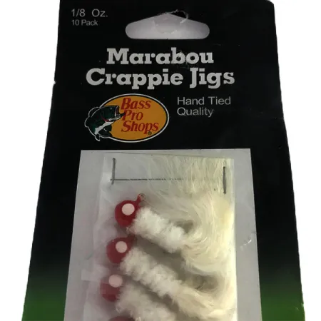 Bass Pro Shops Marabou Crappie Jig, Bianco / Rosso, 4g, Artigianale, #9515