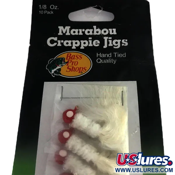 Bass Pro Shops Marabou Crappie Jig, Bianco / Rosso, 4g, Artigianale, #9515